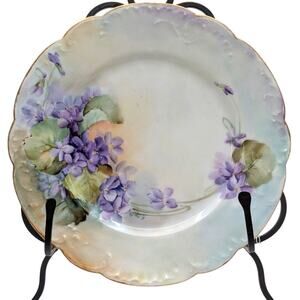 Vintage/Antique Signed K. P. Miller (?) H & Co. Limoge France Violets Plate